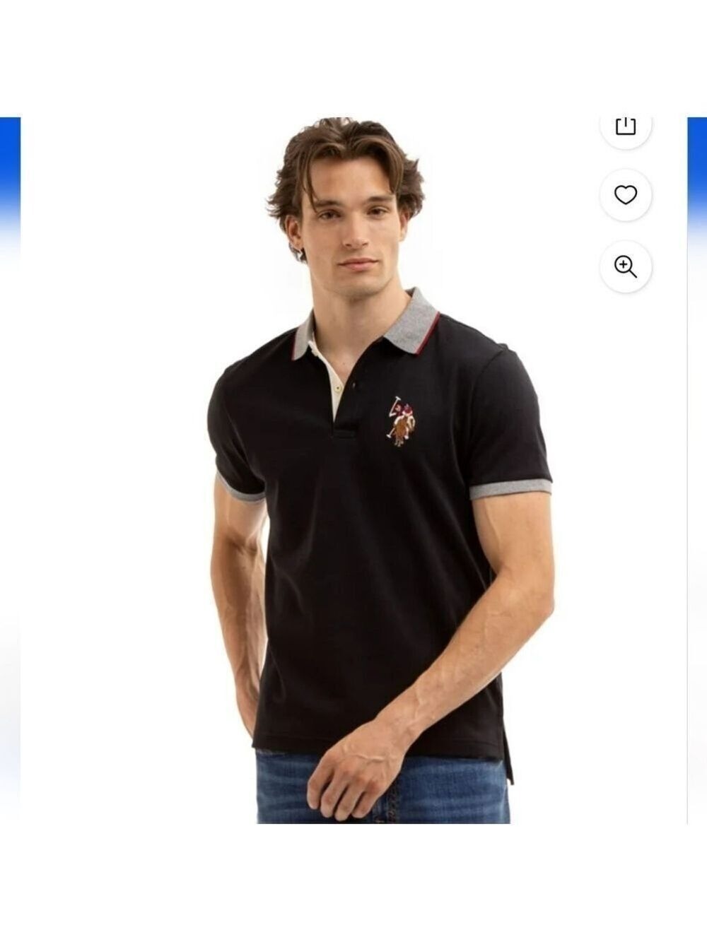 U.S. Polo Assn. Black Polo with Gray Trim